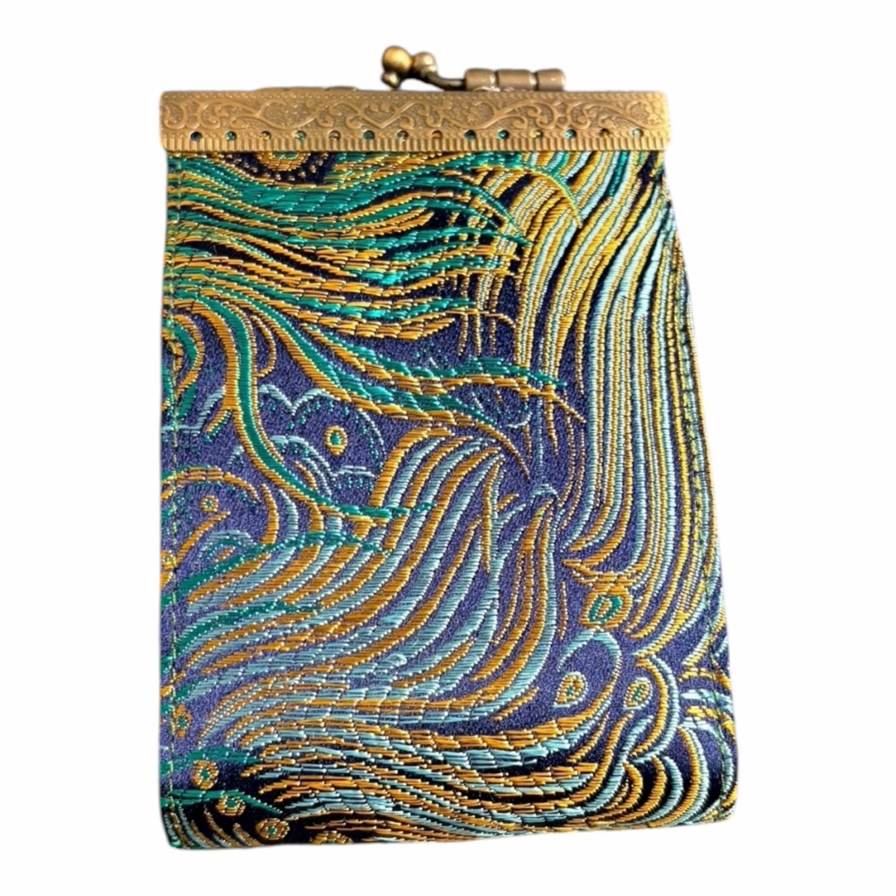 Cathayana Card Holder Green/ Blue Peacock- with RFID